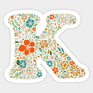 Hippie Floral Letter K Sticker